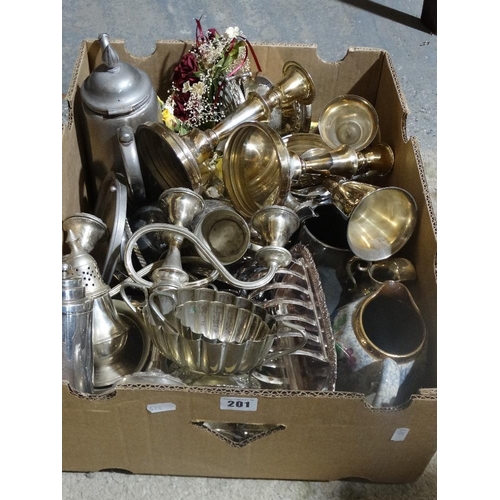 201 - A Box Of Mixed Plated ware