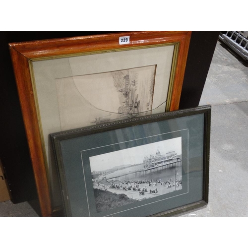 229 - A Framed Photographic View Of A Victorian Pier Etc