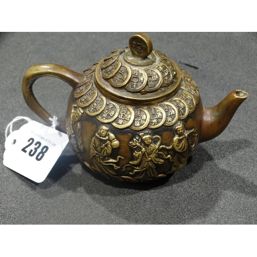 238 - An Oriental Decorated Cast Metal Teapot