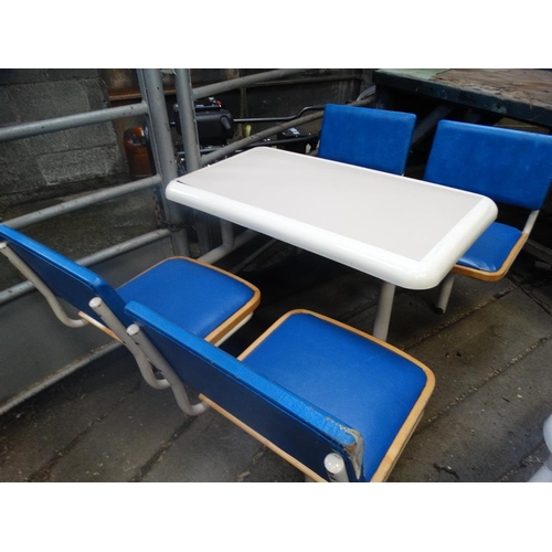 485 - A Retro Tubular Framed Canteen Dining Table and Four Fixed Chairs  (Subject To VAT On The Hammer Pri... 