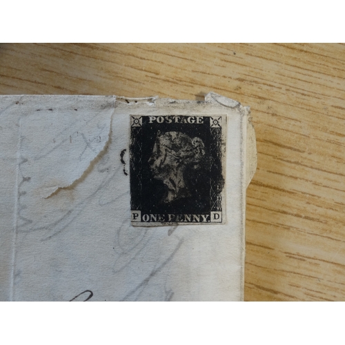 248 - An Early Penny Black Postage Stamp On An Original Letter Dated 1841