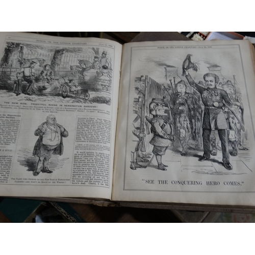 318 - Antiquarian Books, Seven Volumes Of Punch Magazine From 1854 To 1860 Inclusive