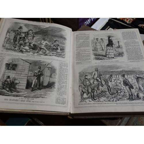 318 - Antiquarian Books, Seven Volumes Of Punch Magazine From 1854 To 1860 Inclusive