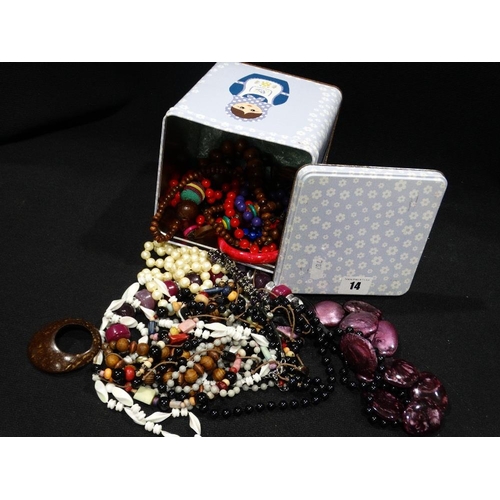 14 - A Tin Box Of Costume Jewellery