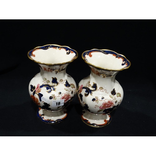 18 - A Pair Of Masons Ironstone Mandalay Pattern Vases, 8