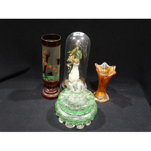 23 - A Victorian Glass Display Dome & Plinth, (10