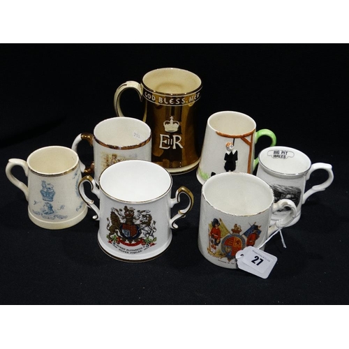 27 - A Ridgway`s Pottery 1953 Coronation Tankard, Together With Further Pottery Tankards