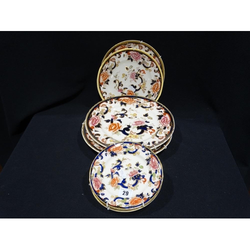 29 - Six Circular Masons Ironstone Mandalay Pattern Plates In Three Sizes