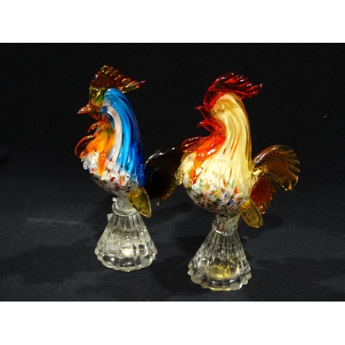 43 - Two Mid Century Murano Glass Model Cockerels