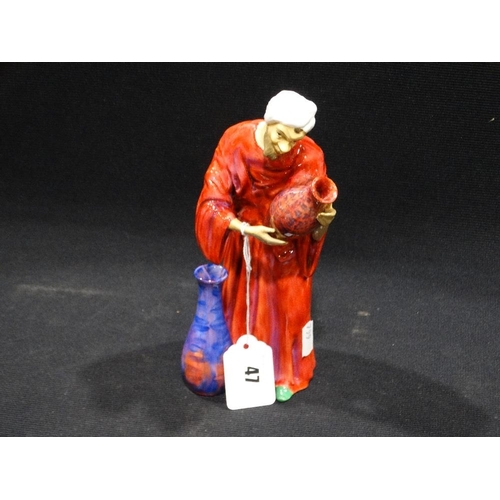 47 - A Staffordshire Bone China Pot Seller Figure (Af)