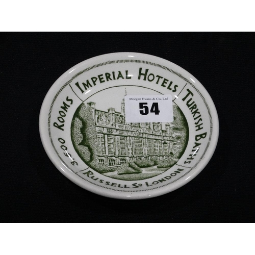 54 - A Circular White Pottery & Transfer Decorated Pin Dish For Imperial Hotels, Russell Square, London