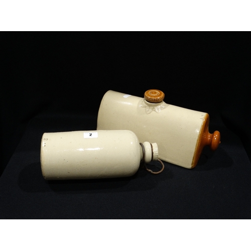 2 - Two Stoneware Hot Water Bottles