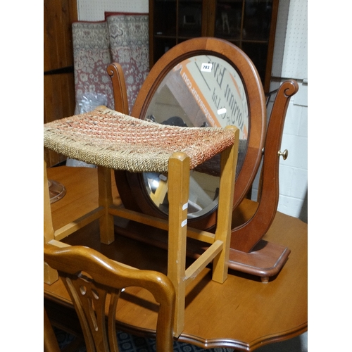 283 - A Swing Mirror, Together With A Stool