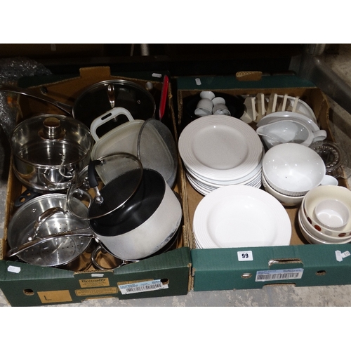 99 - Two Boxes Of Mixed Kitchen Ware Etc