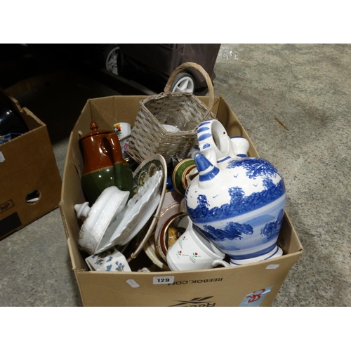 129 - A Box Of Mixed Pottery