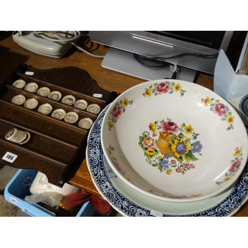 186 - Two Serving Plates Together With A Miniature Plate Collection And Display Stand