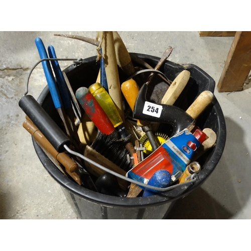 254 - A Bucket Of Various Hand Tools