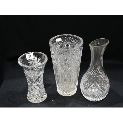 27 - Three Cut Glass Flower Vases