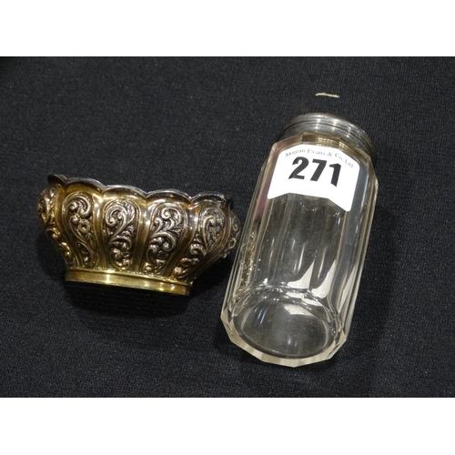 271 - A Silver Topped Dressing Table Bottle With A Silver Salt