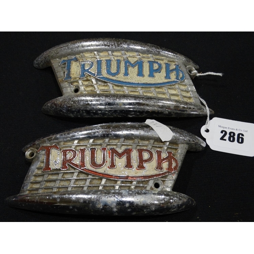 286 - A Pair Of Triumph Motorcycle Tank Plates