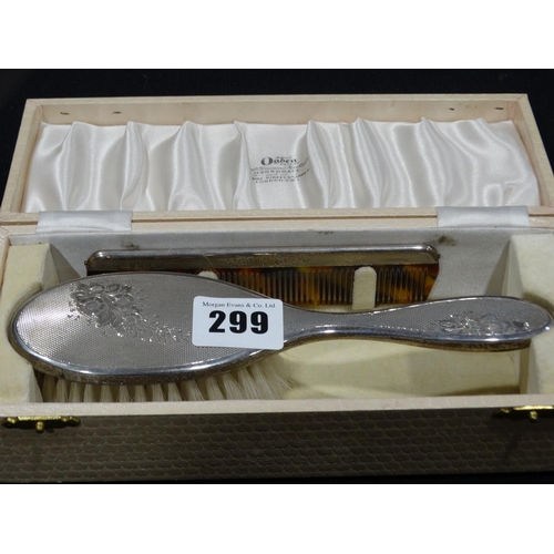 299 - A Silver Two Piece Childs Brush Set