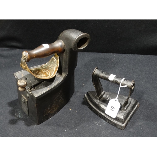 67 - An Antique Pressing Iron Together With A Flat Iron