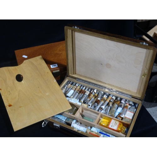 A Vintage Artist Box Together With A Slide Box