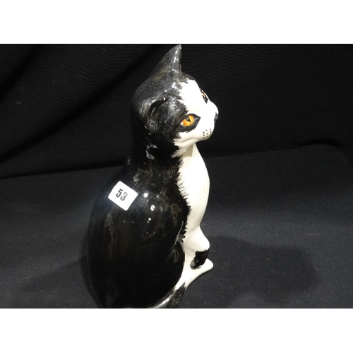 53 - A Price Brothers Pottery Black And White Seated Cat