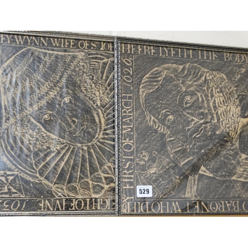 529 - A Pair Of 17thc Subject Memorial Rubbings