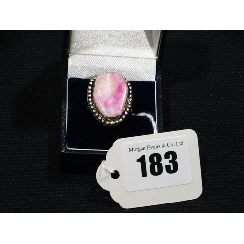 183 - A Silver 925 Pink Agate Ring, Size P