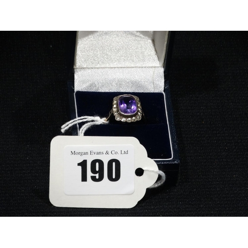 190 - A Marked 9ct Amethyst Dress Ring, Size N