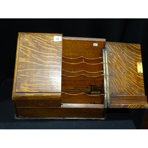 31 - An Antique Oak Stationery Box