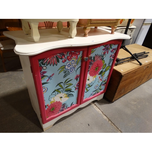 338 - A Floral Painted Two Door Cupboard