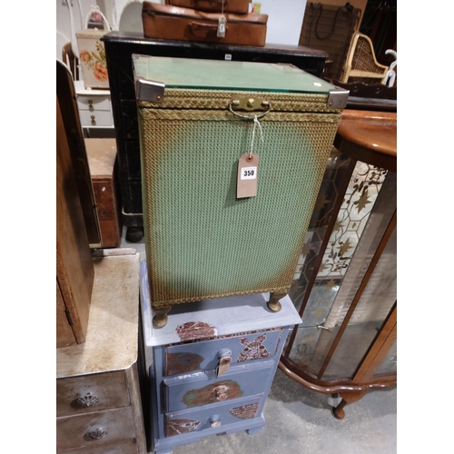 350 - A Painted Pine Three Drawer Bedroom Chest, Together With A Loom Basket