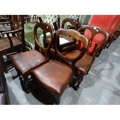 361 - Five Antique Mahogany Balloon Backed Chairs (Not Matching)