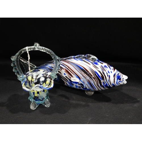 67 - A Murano Glass Fish Vase Etc