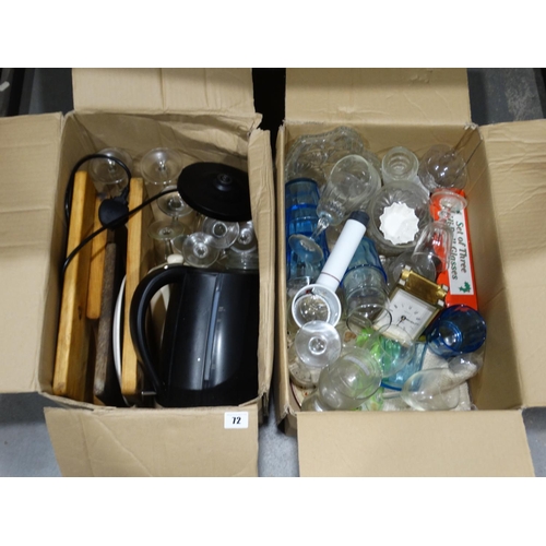 72 - Two Boxes Of Mixed Glassware Etc