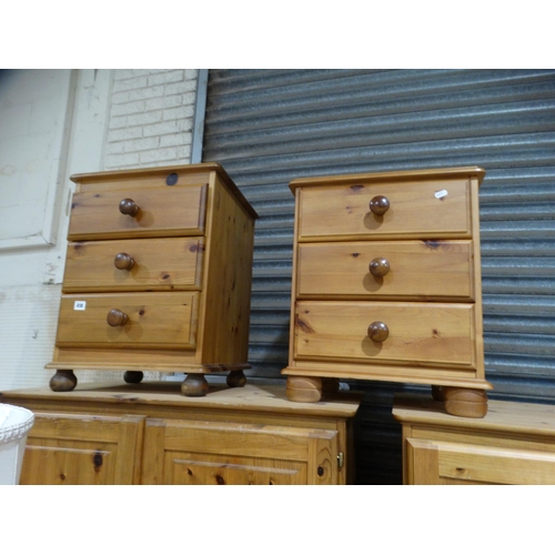 418 - Two Modern Pine Three Drawer Bedroom Bedside Cabinets