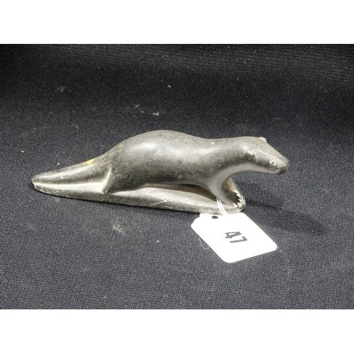 47 - An Inuit Carved Stone Model Of An Otter, Signed, 5