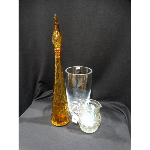 5 - A Parcel Of Mixed Glassware To Include An Amber Tinted Bottle & Stopper