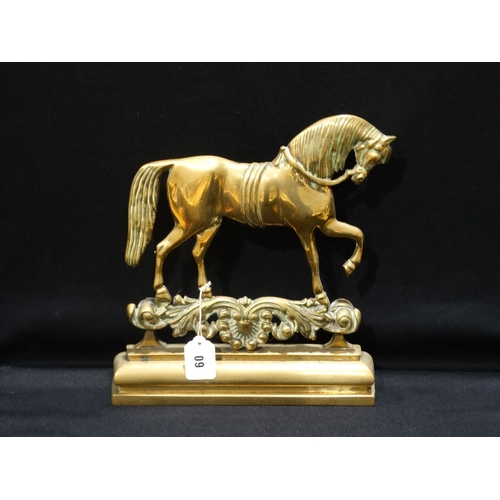 60 - An Antique Cast Brass Door Stop In The Form Of A Standing Horse