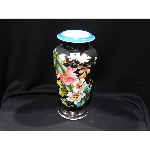 7 - A Continental Porcelain Floral Decorated Vase, 13.5