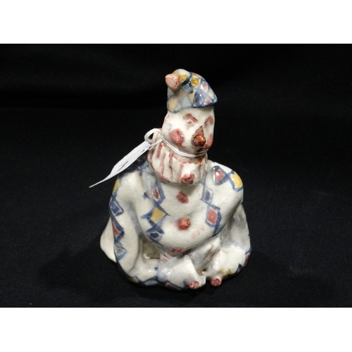 8 - A Studio Pottery Study Of A Clown Figure, Signed Lek, 6.5