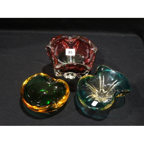 85 - Three Murano Glass Dishes