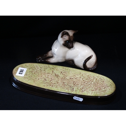 163 - A Beswick Model Siamese Cat On A Plinth