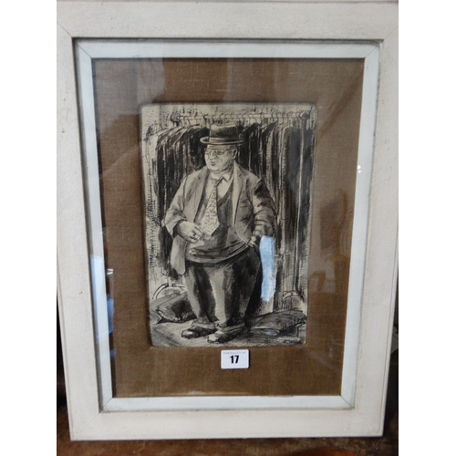 17 - Karel Lek, Study Of A Gentleman In An Outfitters Shop, Signed, 10 X 7