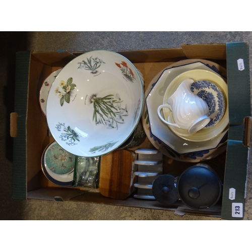 213 - A Box Of Mixed Pottery