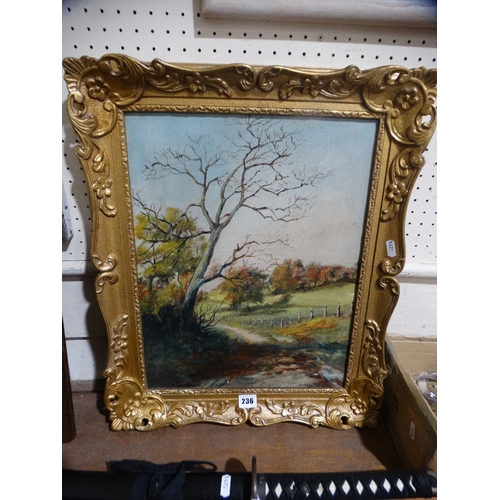 236 - 20thc School, Oil On Board, Landscape Study, Signed, 17 X 13.5