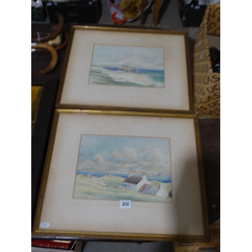 312 - Ralph Henderson, A Pair Of Watercolours, Each Of Coastal Views, Signed, Each 8.5 X 11