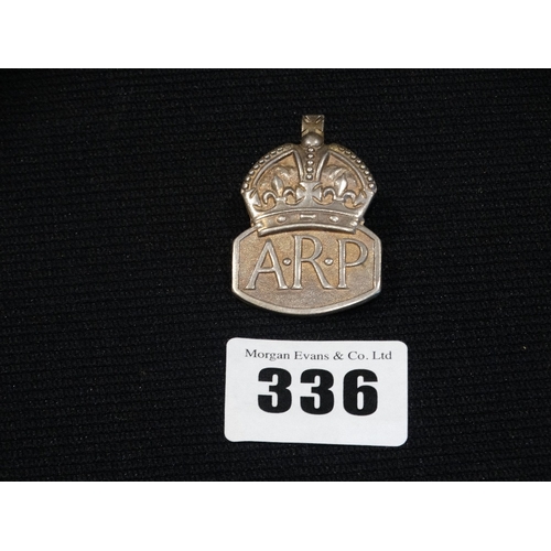 336 - A Silver ARP Badge